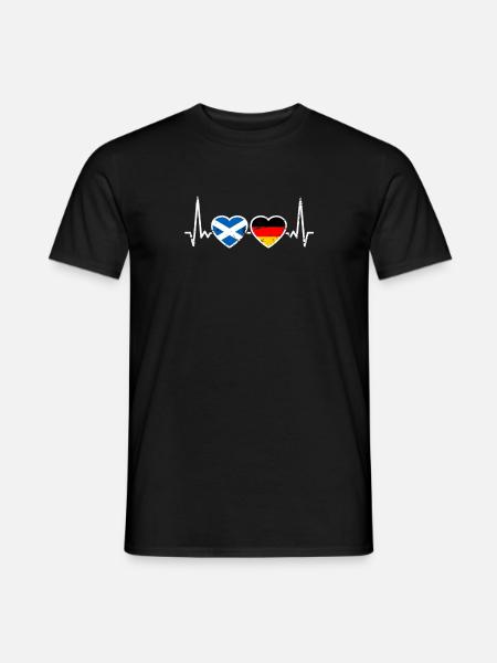 Scotland Germany Vintage Heartbeat Flag - Men's T-Shirt - black