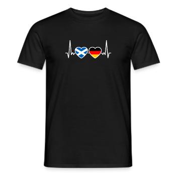 Drapeau de l’Écosse et de l’Allemagne Heartbeat - T-shirt homme - noir - Devant - AI Model Male 178 light (178cm)
