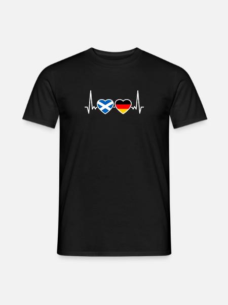 Schottland Deutschland Herzschlag Flagge - Männer T-Shirt - Schwarz