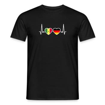 Senegal Germany Heartbeat Flag Senegalese - Men's T-Shirt - black - Front - AI Model Male 178 light (178cm)
