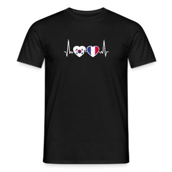 Corée du Sud France Vintage Heartbeat drapeau - T-shirt homme - noir - Devant - AI Model Male 178 light (178cm)