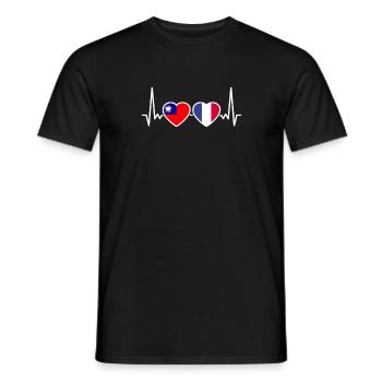 Taiwan France Heartbeat Flag Taiwanese - Men's T-Shirt - black - Front - AI Model Male 178 light (178cm)