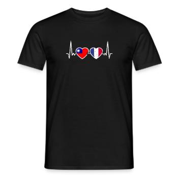 Taiwan France Vintage Heartbeat Flag - Men's T-Shirt - black - Front - AI Model Male 178 light (178cm)