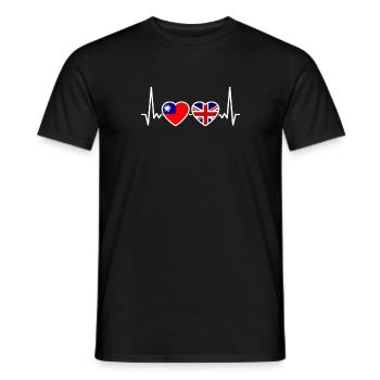 Taiwan UK Heartbeat Flag British Taiwanese - Men's T-Shirt - black - Front - AI Model Male 178 light (178cm)