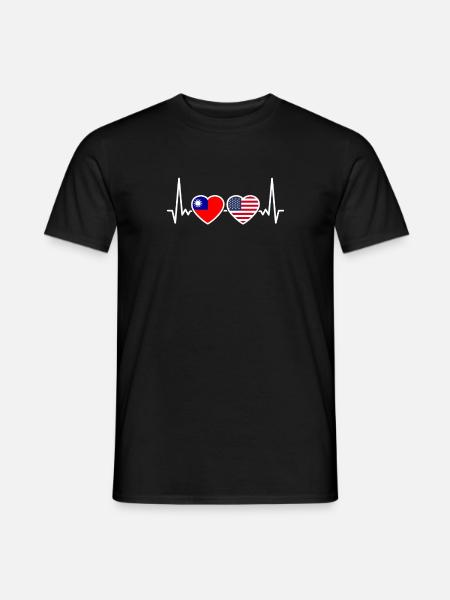 Taiwan USA Herzschlag Flagge Amerikaner Taiwaner - Männer T-Shirt - Schwarz