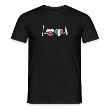 Slovakia Italy Vintage Heartbeat Flag Slovak - Men's T-Shirt - black - Front - AI Model Male 178 light (178cm)