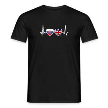 Slovakia UK Heartbeat Flag British Slovak - Men's T-Shirt - black - Front - AI Model Male 178 light (178cm)