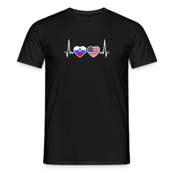 Slowenien USA Herzschlag Flagge Amerikaner Slowene - Männer T-Shirt - Schwarz - Vorne - AI Model Male 178 light (178cm)