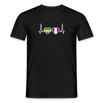 Gabun Frankreich Herzschlag Flagge Gabuner - Männer T-Shirt - Schwarz - Vorne - AI Model Male 178 light (178cm)