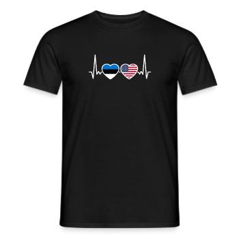 Estland USA Herzschlag Flagge Estnisch - Männer T-Shirt - Schwarz - Vorne - AI Model Male 178 light (178cm)