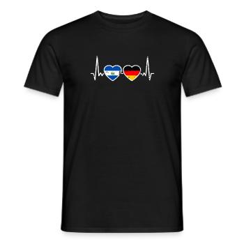 El Salvador Allemagne Vintage Heartbeat drapeau - T-shirt homme - noir - Devant - AI Model Male 178 light (178cm)