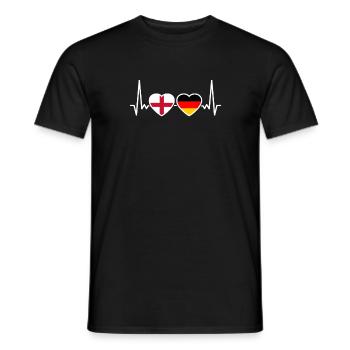 England Germany Heartbeat Flag English - Men's T-Shirt - black - Front - AI Model Male 178 light (178cm)