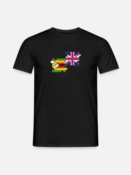 Zimbabwe Royaume-Uni Drapeau britannique Zimbabwéen - T-shirt homme - noir