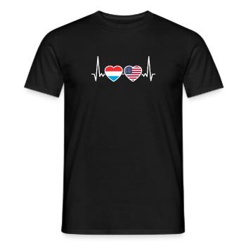 Luxemburg USA Herzschlag Flagge Luxemburger - Männer T-Shirt - Schwarz - Vorne - AI Model Male 178 light (178cm)