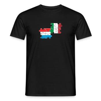 Luxembourg Italy Heartbeat Flag Luxembourger - Men's T-Shirt - black - Front - AI Model Male 178 light (178cm)