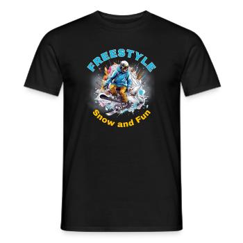 Freestyle Snow und Fun - Extremsport Ski Geschenk - Männer T-Shirt - Schwarz - Vorne - AI Model Male 178 light (178cm)