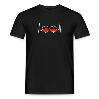 Malawi Germany Vintage Heartbeat Flag - Men's T-Shirt - black - Front - AI Model Male 178 light (178cm)
