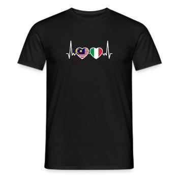Malaysia Italien Herzschlag Flagge Malaysier - Männer T-Shirt - Schwarz - Vorne - AI Model Male 178 light (178cm)