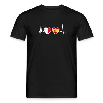 Malte Espagne Heartbeat Flag Maltais - T-shirt homme - noir - Devant - AI Model Male 178 light (178cm)