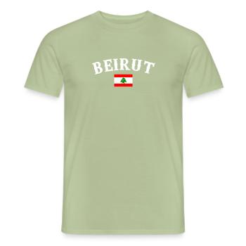 Beirut Lebanon Lebanese Flag Lebanese - Men's T-Shirt - sage - Front - AI Model Male 178 light (178cm)