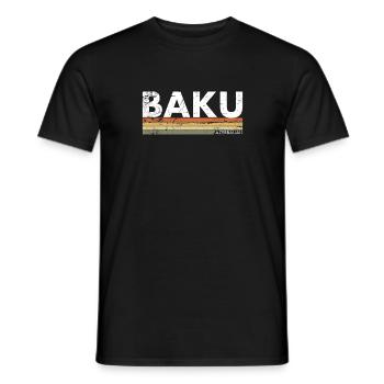 Bakou Vintage Azerbaïdjan Aserbaidschan - T-shirt homme - noir - Devant - AI Model Male 178 light (178cm)