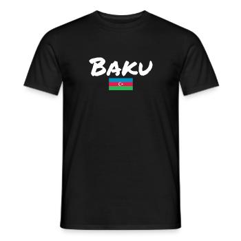 Bakou Azerbaïdjan Drapeau de l’Azerbaïdjan - T-shirt homme - noir - Devant - AI Model Male 178 light (178cm)