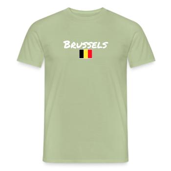 Bruxelles Belgique Belgique Drapeau belge - T-shirt homme - vert sauge - Devant - AI Model Male 178 light (178cm)