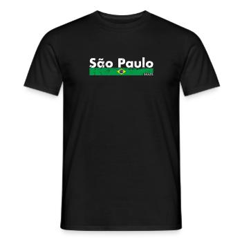 São Paulo Brazil Vintage Brazilian Flag - Men's T-Shirt - black - Front - AI Model Male 178 light (178cm)