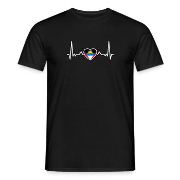 Antigua Barbuda Heartbeat Drapeau d’Antigua - T-shirt homme - noir - Devant - AI Model Male 178 light (178cm)
