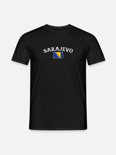 Sarajevo Vintage Bosnien Vintage Bosnische Flagge - Männer T-Shirt - Schwarz