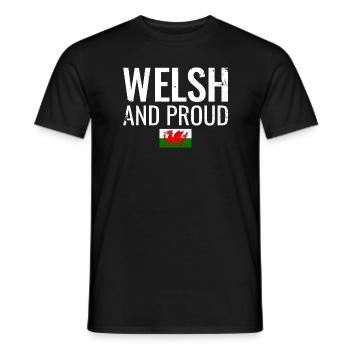 Welsh And Proud Wales Welsh Flag Welsh - Men's T-Shirt - black - Front - AI Model Male 178 light (178cm)