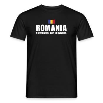 Roumanie Pas de vainqueurs seulement des survivants Roumanie Rugby - T-shirt homme - noir - Devant - AI Model Male 178 light (178cm)