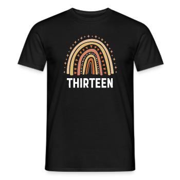 Orange Rainbow Thirteen Years 13th Birthday - Men's T-Shirt - black - Front - AI Model Male 178 light (178cm)