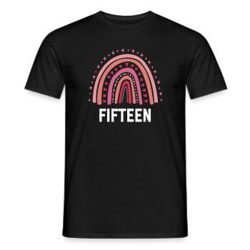 Red Rainbow Fifteen Years 15th Birthday - Men's T-Shirt - black - Front - AI Model Male 178 light (178cm)