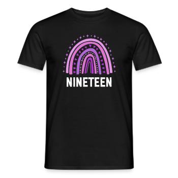Lila Regenbogen Neunzehn Jahre 19. Geburtstag - Männer T-Shirt - Schwarz - Vorne - AI Model Male 178 light (178cm)
