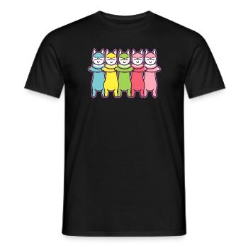 Techno Dancing Rainbow Cat Funny Rave - Men's T-Shirt - black - Front - AI Model Male 178 light (178cm)