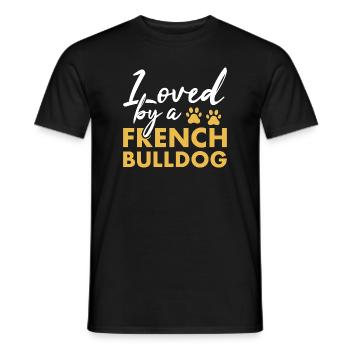 Aimé par un bouledogue français - T-shirt homme - noir - Devant - AI Model Male 178 light (178cm)