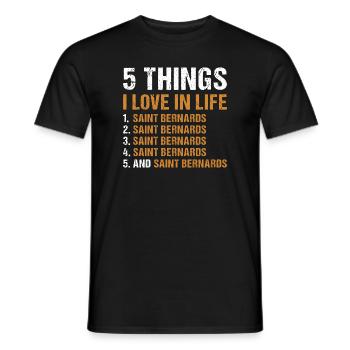 5 choses que j’aime dans la vie Saint-Bernard - T-shirt homme - noir - Devant - AI Model Male 178 light (178cm)