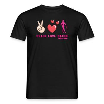 Baton Twirler Peace Love Baton Twirling - Männer T-Shirt - Schwarz - Vorne - AI Model Male 178 light (178cm)