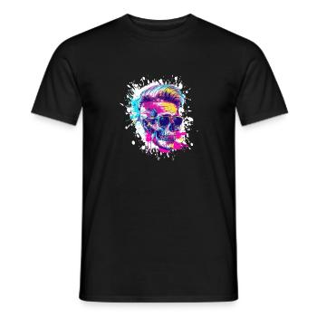 Totenkopf Party Techno - Männer T-Shirt - Schwarz - Vorne - AI Model Male 178 light (178cm)