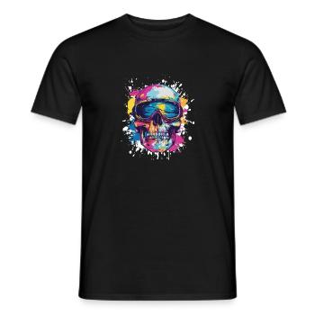 Ski Ski Goggles Skull - Men's T-Shirt - black - Front - AI Model Male 178 light (178cm)