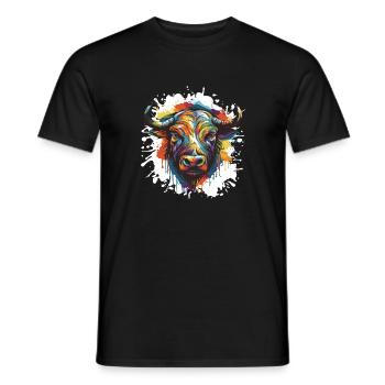 Bull Animal Pop Art Head Taurus - Men's T-Shirt - black - Front - AI Model Male 178 light (178cm)