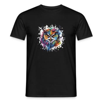 Owl Animal Pop Art Head - Men's T-Shirt - black - Front - AI Model Male 178 light (178cm)