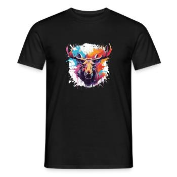 Elch Tier Pop Art Kopf - Männer T-Shirt - Schwarz - Vorne - AI Model Male 178 light (178cm)