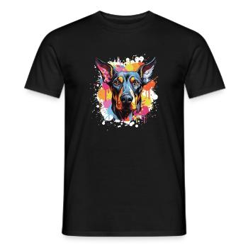 Doberman Dog Animal Pop Art Head - Men's T-Shirt - black - Front - AI Model Male 178 light (178cm)