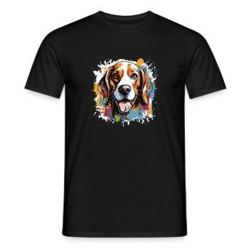 Beagle Dog Animal Pop Art Head - Men's T-Shirt - black - Front - AI Model Male 178 light (178cm)