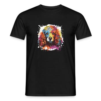 Pudel Hund Tier Pop Art Kopf - Männer T-Shirt - Schwarz - Vorne - AI Model Male 178 light (178cm)