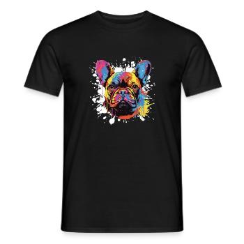 Französische Bulldogge Hund Kopf Porträt - Männer T-Shirt - Schwarz - Vorne - AI Model Male 178 light (178cm)