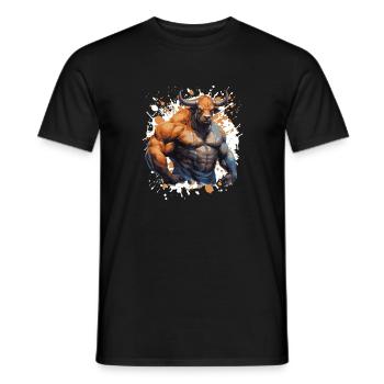 Bull Bull Muscles Fighter Beast - Men's T-Shirt - black - Front - AI Model Male 178 light (178cm)
