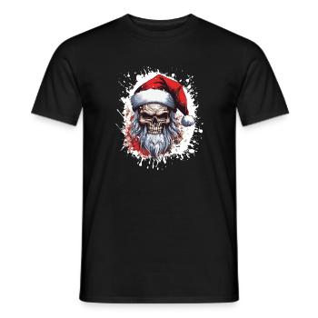 Santa Claus Skull - Men's T-Shirt - black - Front - AI Model Male 178 light (178cm)
